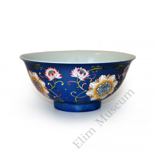 1464 A Pair of blue ground falancai bowls